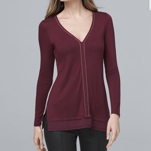 WHBM Chain Detail V Neck Top NWT